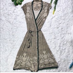 Elie Tahari Silk Jersey Olive Boho Wrap Dress XS